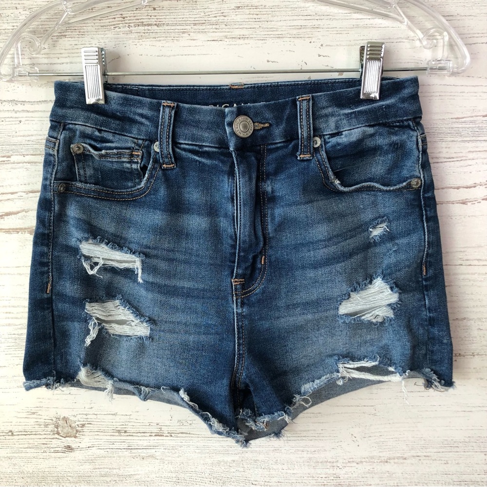 *3/$20* AMERICAN EAGLE Distressed Hi-Rise Shortie 2 Blue Boho Festival